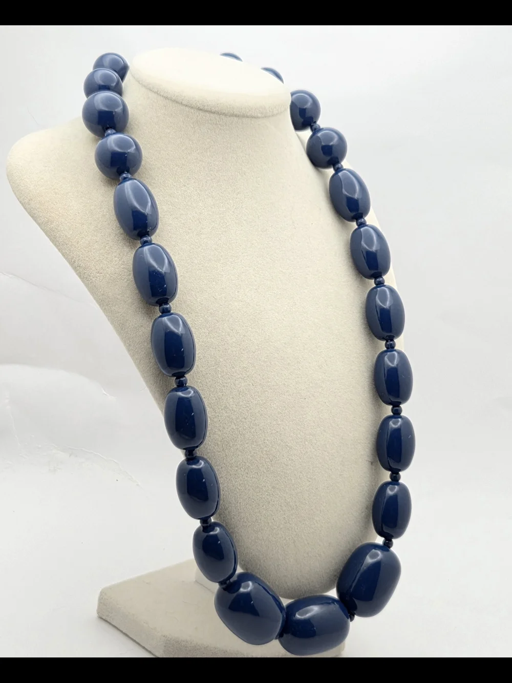 Navy Blue Chunky Resin Bead Necklace 24.5